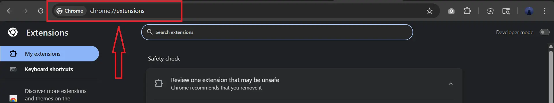 Screenshot: Chrome extensions page