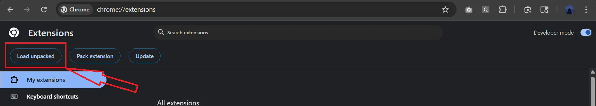 Screenshot: Load unpacked dialog